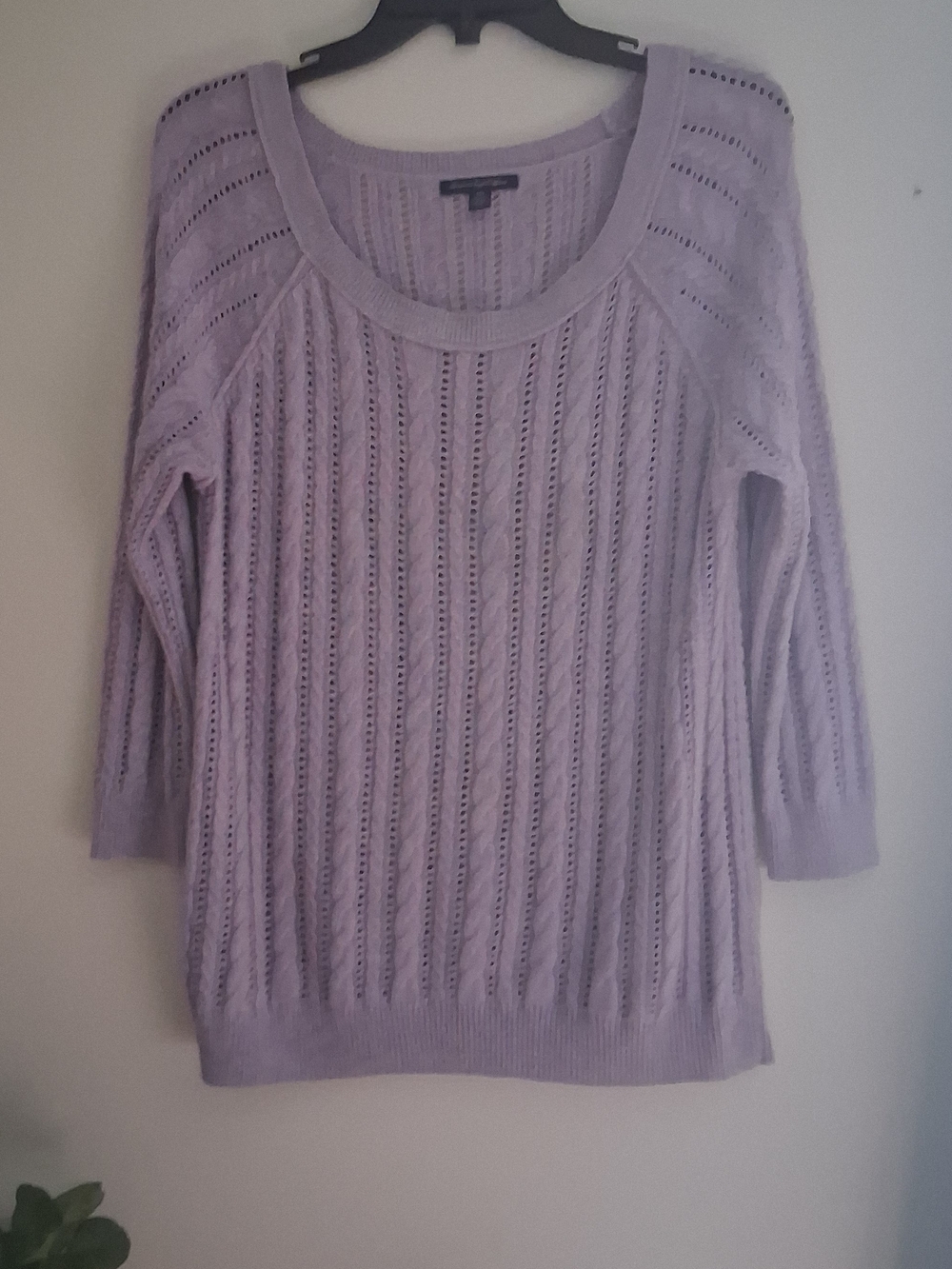 American Eagle Outfitters Lavender Open-Knit Scoop Neck Sweater